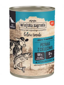 Wiejska Zagroda Leśne smaki Pstrąg z cielęciną 400g karma mokra dla psów dorosłych