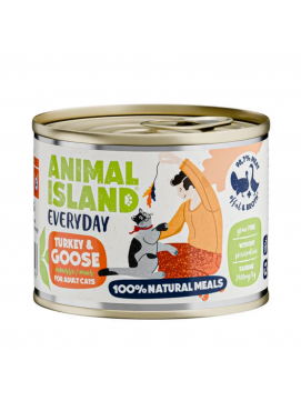 ANIMAL ISLAND Everyday Indyk z Gęsią 200g bezzbożowy mus dla kotów powyżej 3 miesiąca
