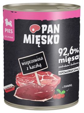 Pan Mięsko Wieprzowina z kaczką (szczeniak) 800g karma mokra dla szczeniąt