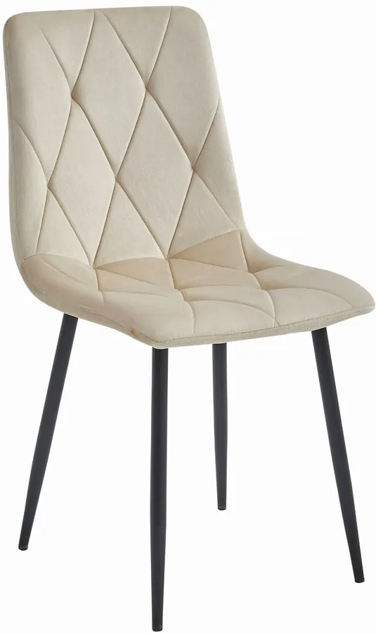 Beżowe Pikowane Krzesło Tapicerowane Welurem N6-A47