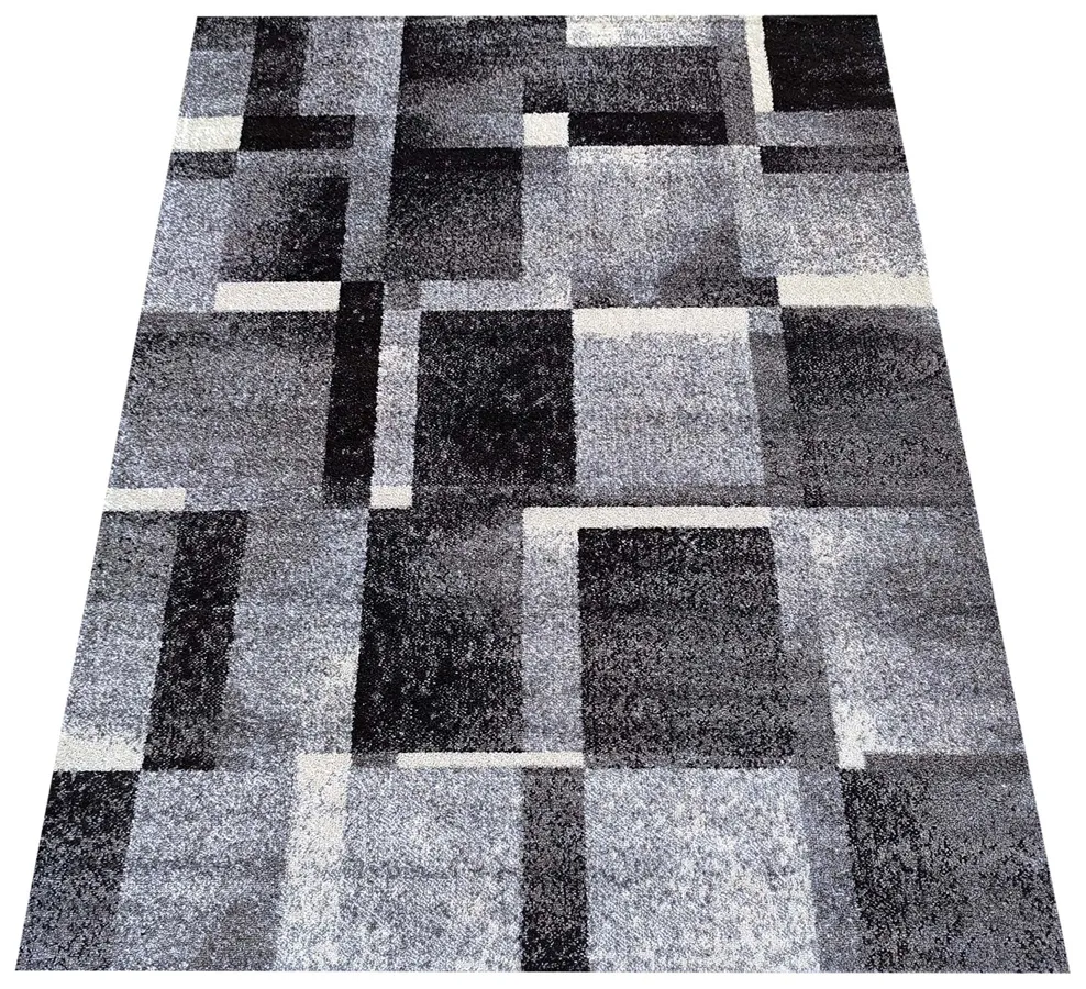 Nowoczesny szary dywan w geometryczne wzory M2-K56