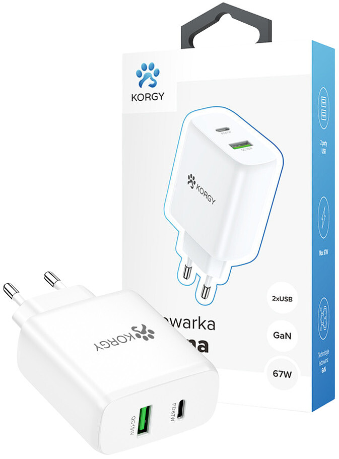 Ładowarka sieciowa Korgy K-AC67-AC-B 67W Darmowa dostawa od 99 zł!