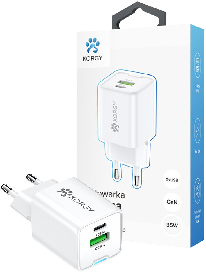 Ładowarka sieciowa Korgy K-AC35-AC-B 35W Biała Darmowa dostawa od 99 zł!