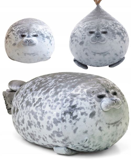 Miękka Foka Poduszka Pluszowa Maskotka Pluszak Dla Dzieci Szara 60 Cm