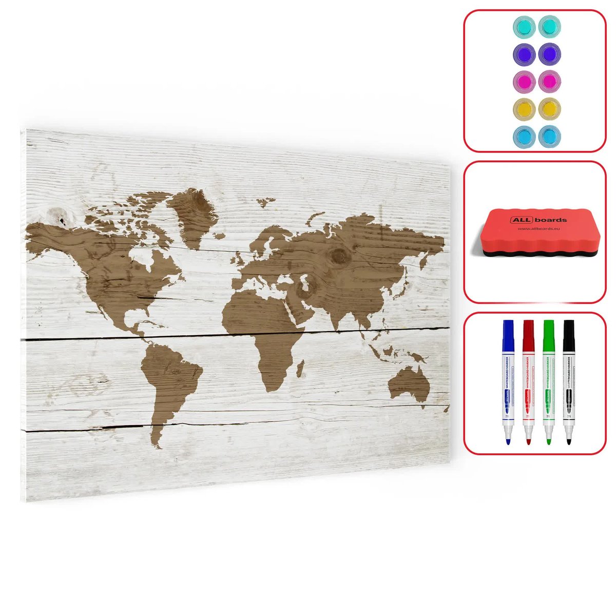 Tablica na magnesy METALboards,  jasna mapa 90x60 cm + zestaw akcesoriów