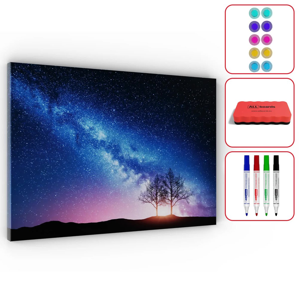 Tablica na magnesy METALboards, droga mleczna i drzewo 60x40 cm + zestaw akcesoriów
