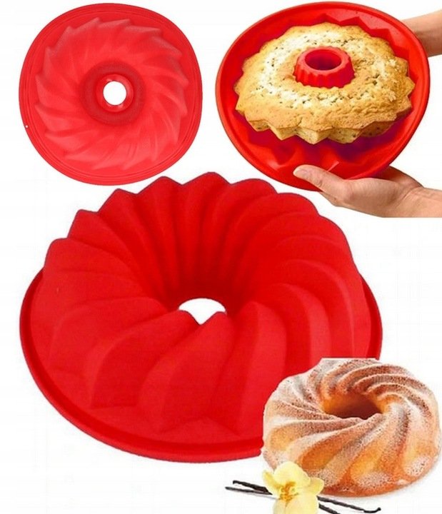 FORMA SILIKONOWA Z TULEJĄ DUŻA FOREMKA DO PIECZENIA BABKI BABA Z KOMINEM