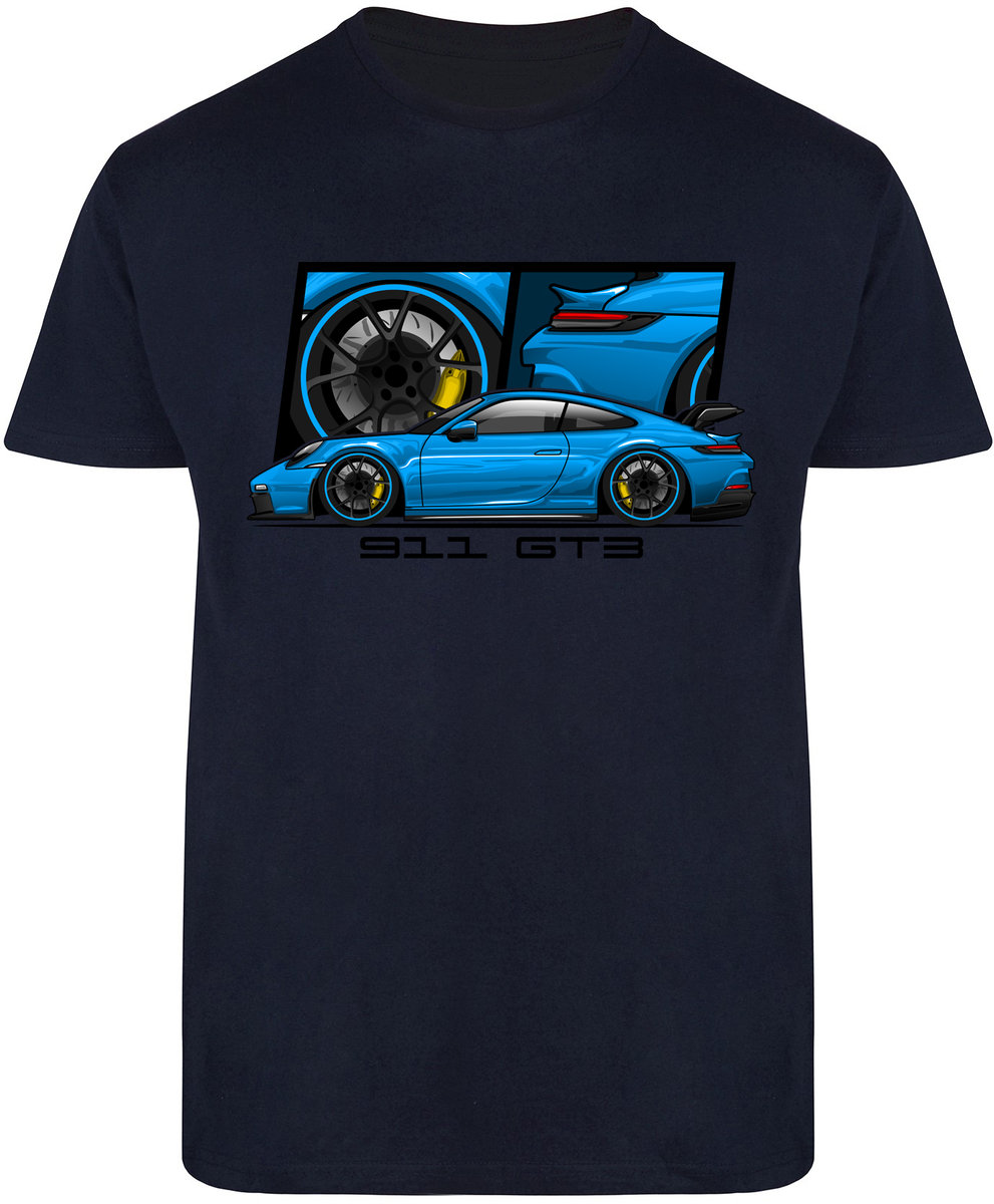 T-SHIRT MĘSKI PORSCHE 911 GT3 AUTA PREZENT KOSZULKA GRANATOWA R-S A586