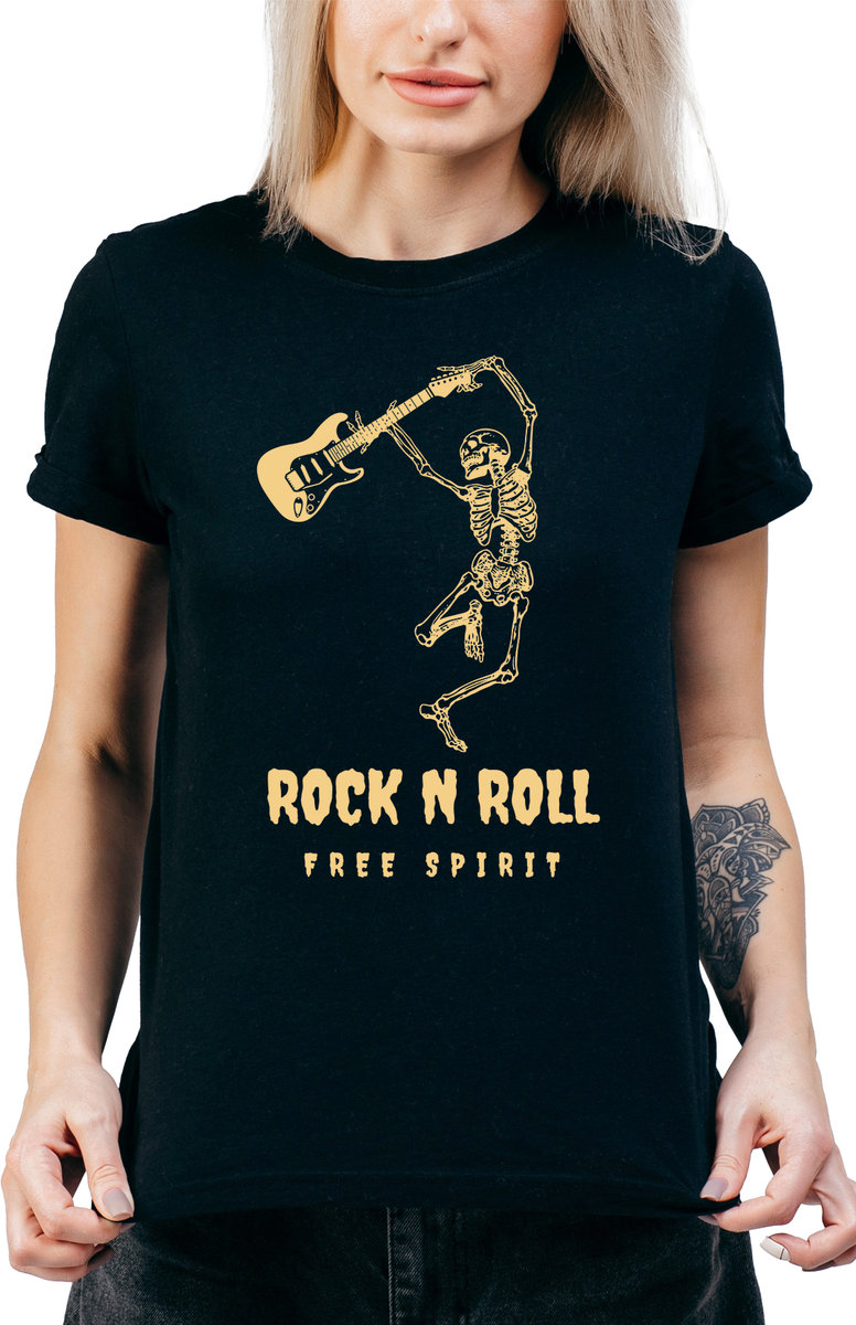 T-SHIRT DAMSKI Z NADRUKIEM PREZENT METAL ROCK DLA MUZYKA R-L A211
