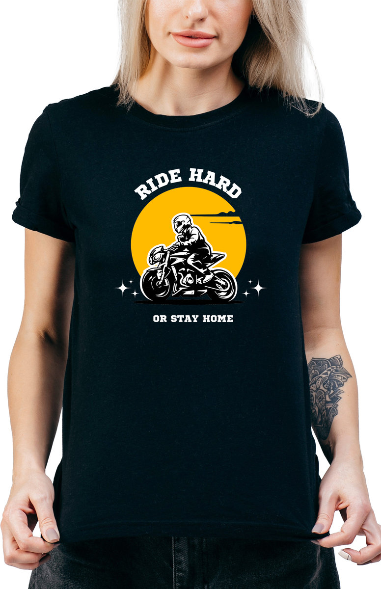T-SHIRT DAMSKI Z NADRUKIEM MOTO Y2K PREZENT ŚCIGACZ MOTOR R-L  MODEL  A165
