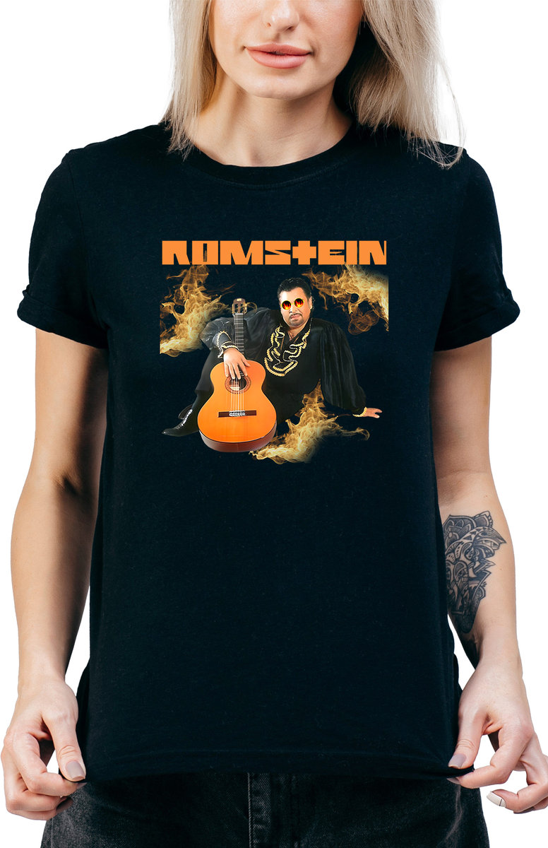 T-SHIRT DAMSKI Z NADRUKIEM METAL RAMMSTEIN ŚMIESZNA KOSZULKA CZARNA R-XL  MODEL  A466