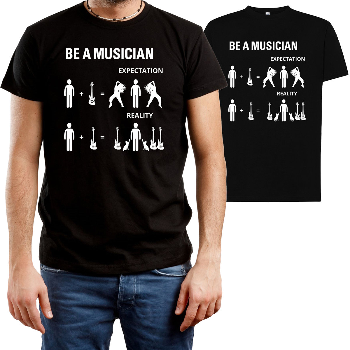 T-SHIRT MĘSKI PREZENT DLA MUZYKA GITARZYSTA KOSZULKA CZARNA R-L A198