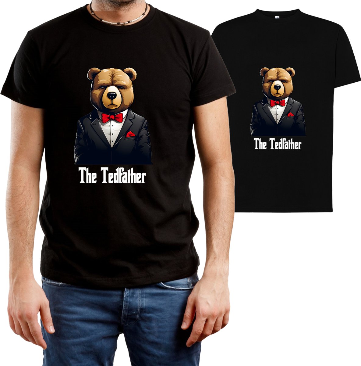 T-SHIRT MĘSKI GODFATHER TED MIŚ MISIEK ŚMIESZNA KOSZULKA CZARNA R-S A140
