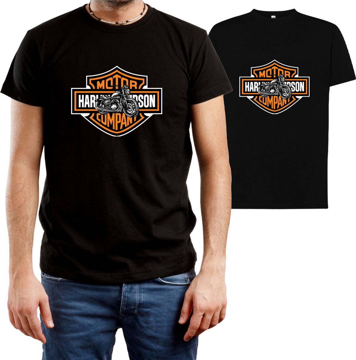 T-SHIRT MĘSKI DLA MOTOCYKLISTY HARLEY DAVIDSON KOSZULKA CZARNA R-S A167