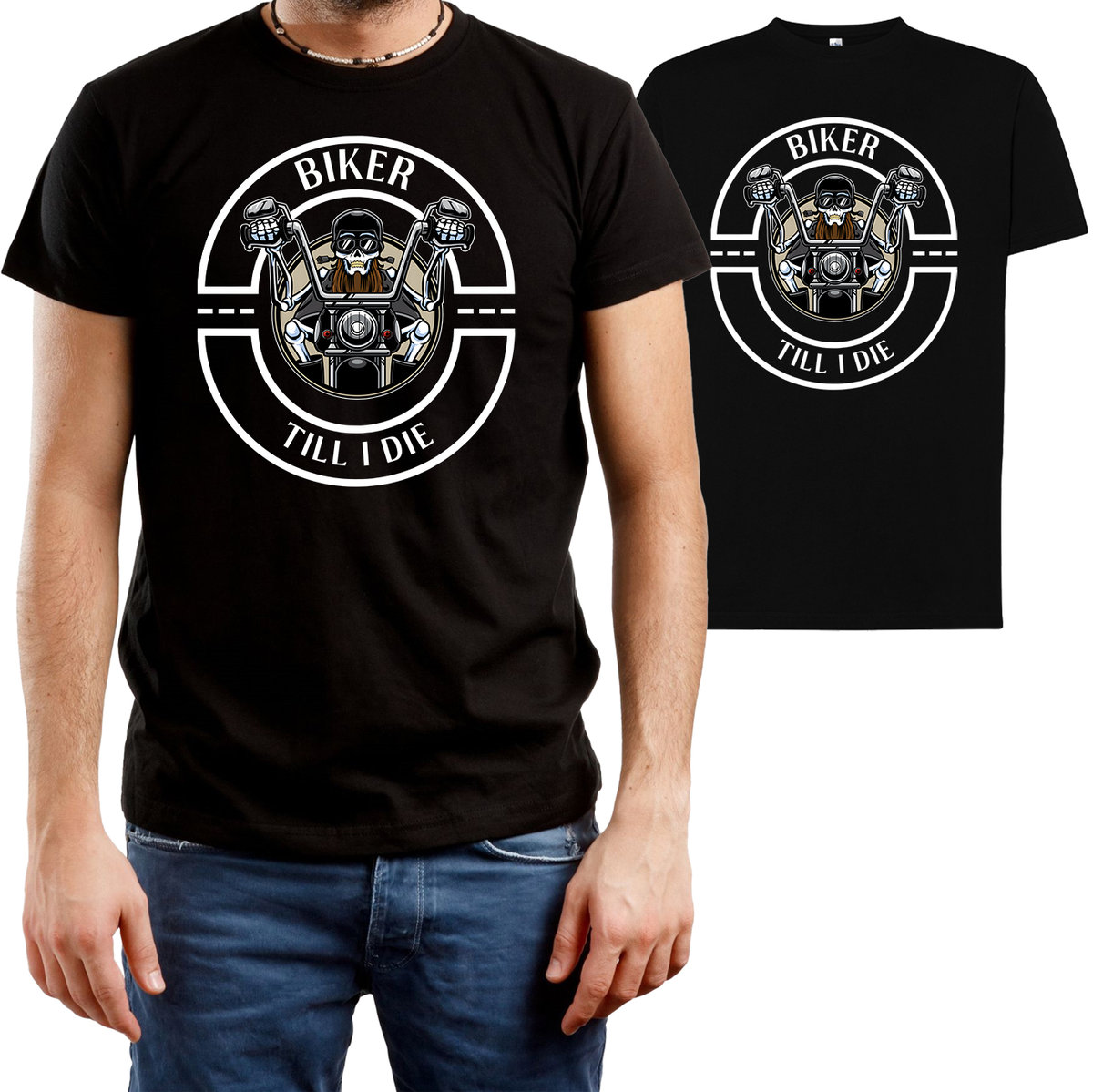 T-SHIRT MĘSKI HARLEY CHOPPER MOTOCYKLISTA KOSZULKA CZARNA R-M A203