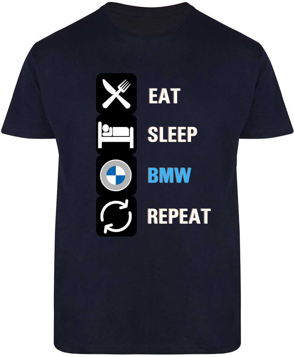 T-SHIRT MĘSKI BMW M POWER MOTORYZACYJNA KOSZULKA GRANATOWA R-M A347