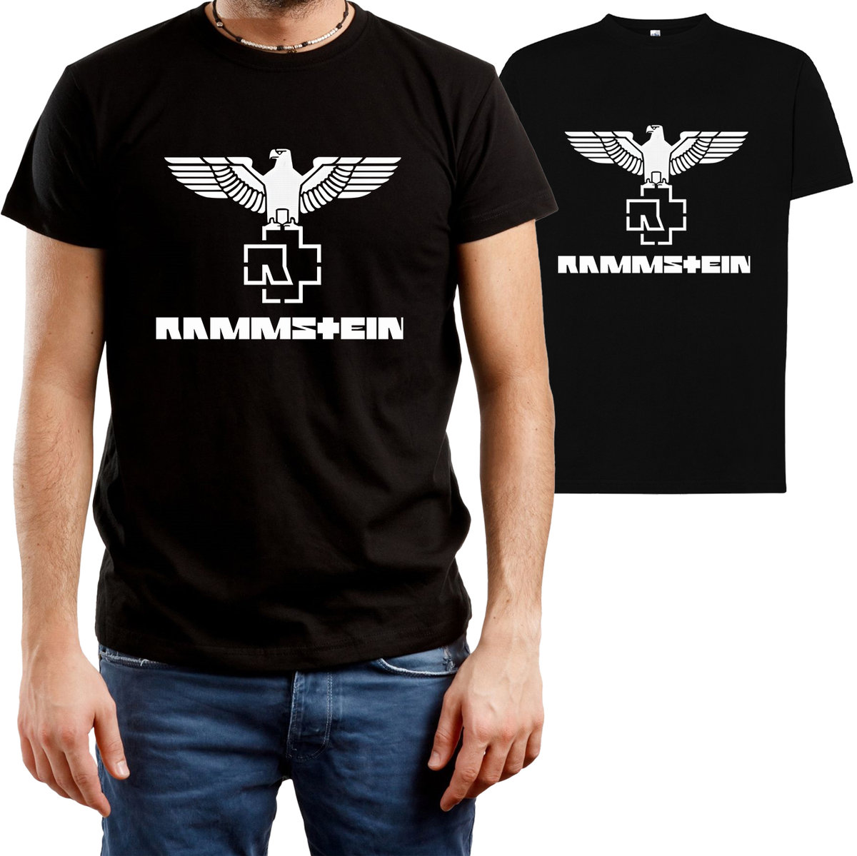 T-SHIRT MĘSKI RAMMSTEIN DLA FANA Z NADRUKIEM KOSZULKA CZARNA R-XS A529