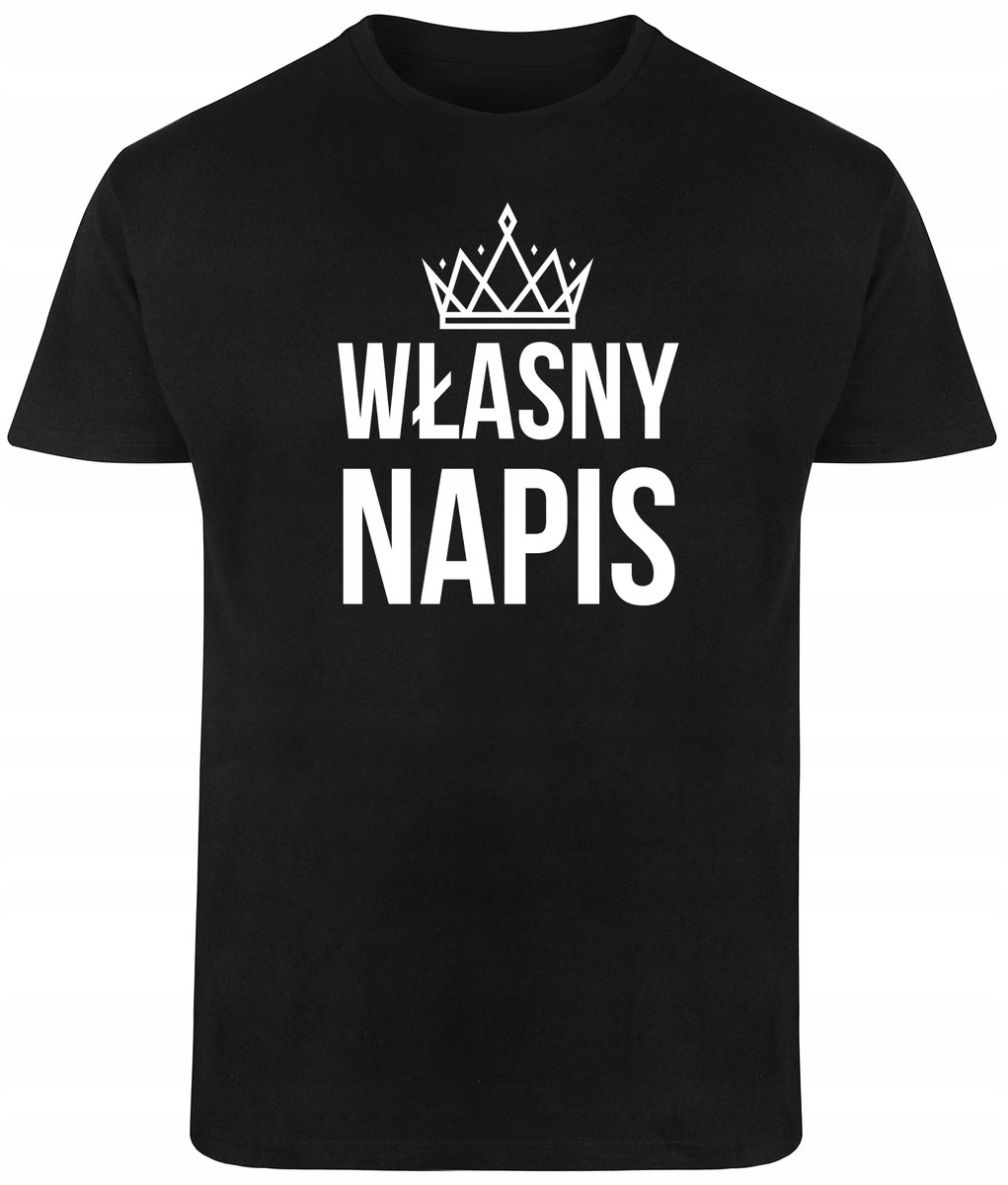 T-SHIRT MĘSKI WŁASNY NAPIS NADRUK PREZENT KOSZULKA CZARNA BAWEŁNA S