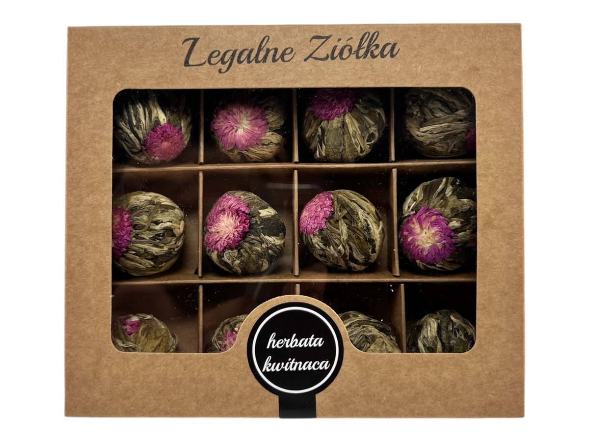 Zielona herbata z owocem Liczi 12 szt, kwitnąca herbata bombonierka, prezent, Lychee Ball/ Legalne Ziółka