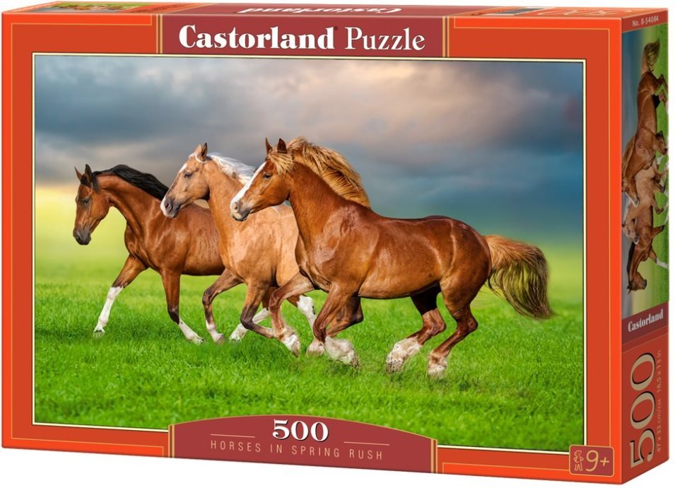 Puzzle 500 elementów. Konie w wiosennym pośpiechu