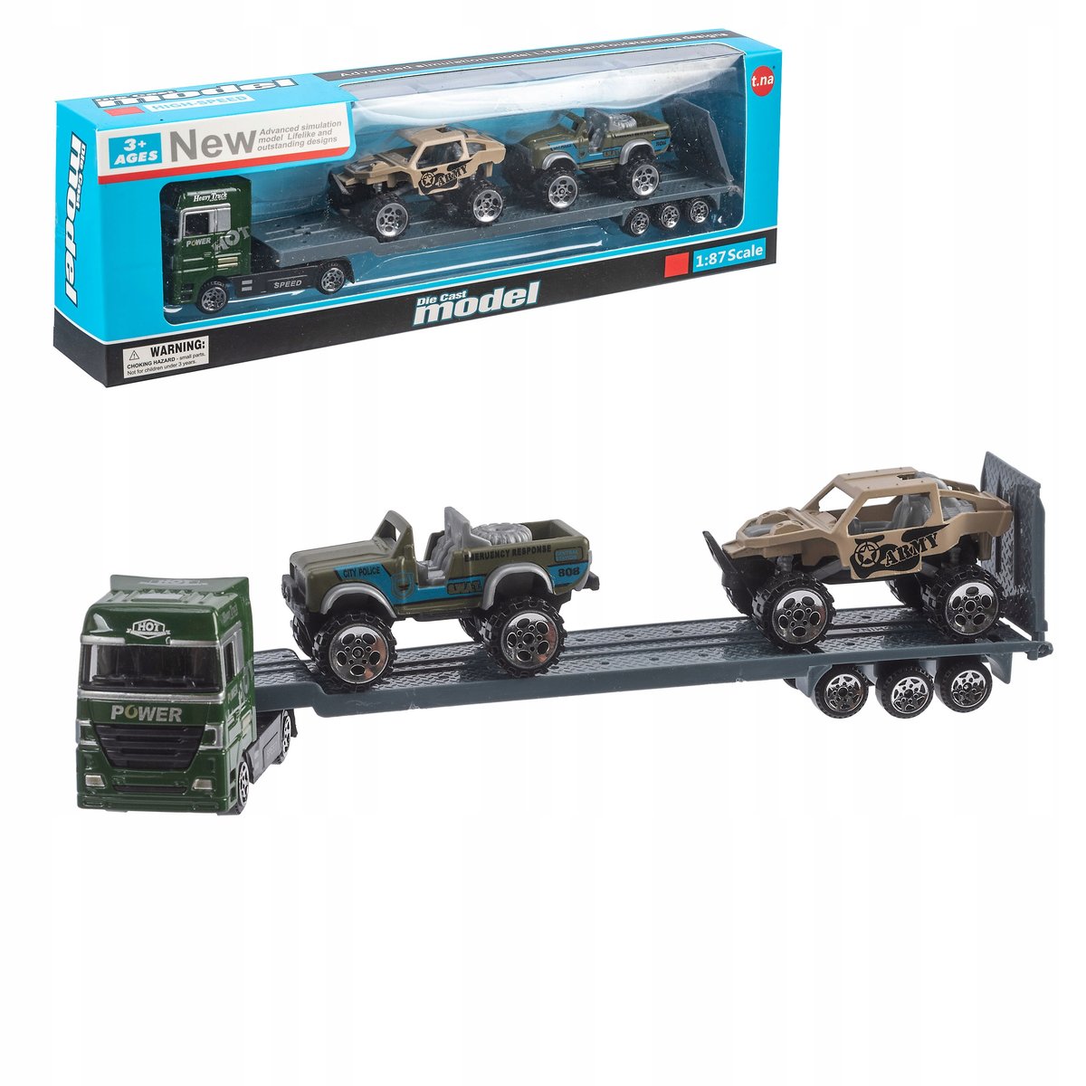 LAWETA AUTO TRUCK +2 DODATKOWE POJAZDY WOJSKOWE W ZESTAWIE