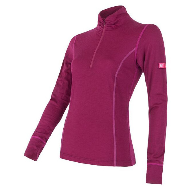 Damska koszulka Sensor Merino Active stoják, zip Rozmiar: L / Kolor: fioletowy
