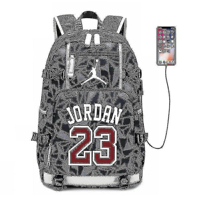 Nba Peripheral Series Star Logo Wielofunkcyjny plecak USB Luminous Fluorescent Backpack-jordan-printed
