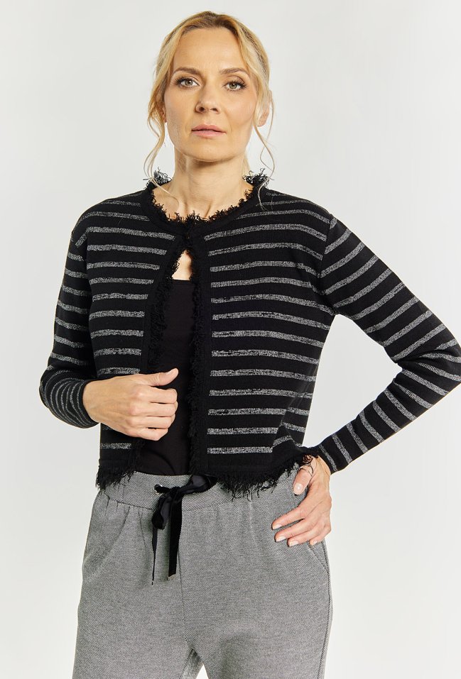 Krótki sweter w paski - Monnari