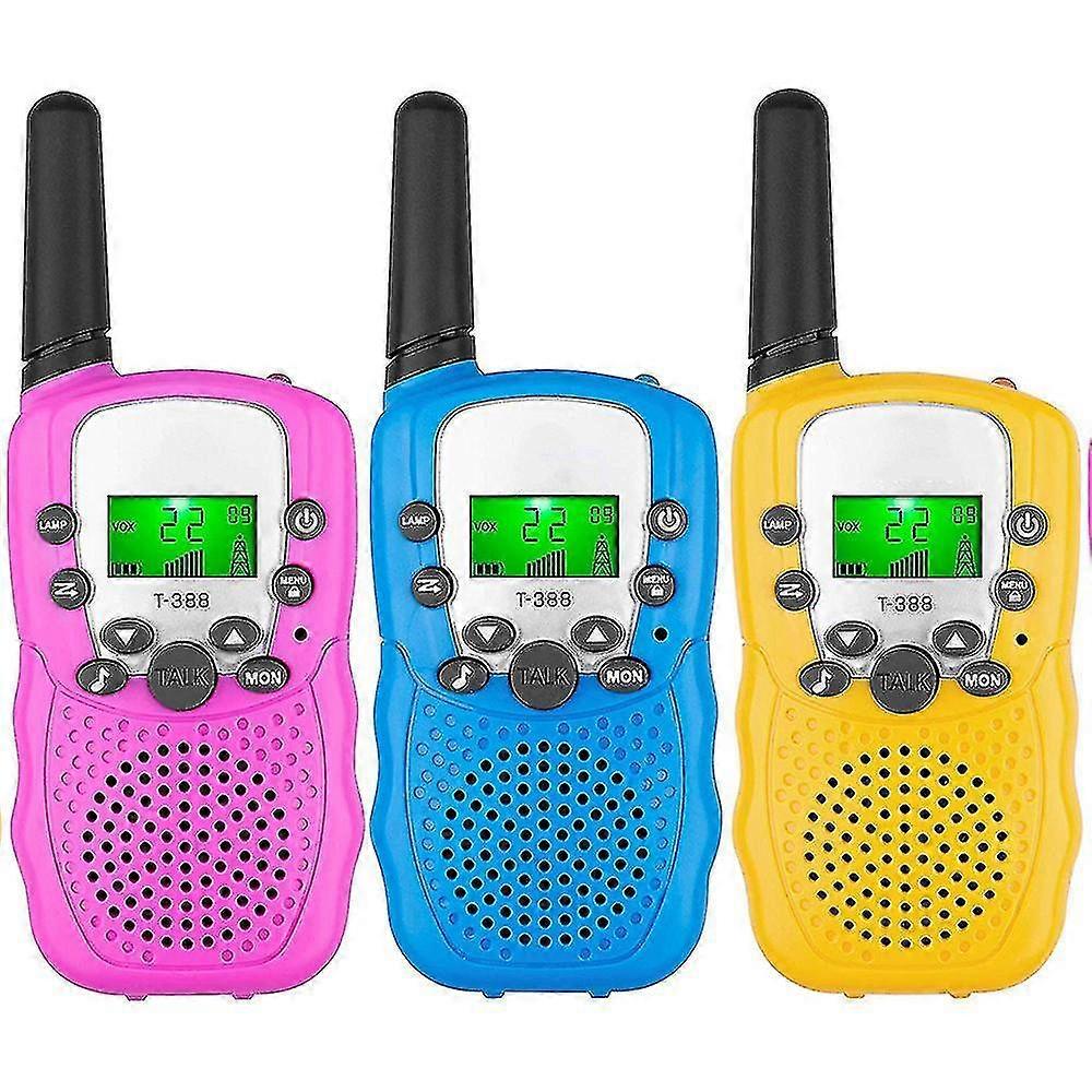Dzieci Walkie Talkies 3 Pack, 3 mile daleki zasięg z podświetlanymi latarkami LCD Walkie Talkies dla dzieci w wieku 3-12 lat, 2 Way Radio Zabawki d...