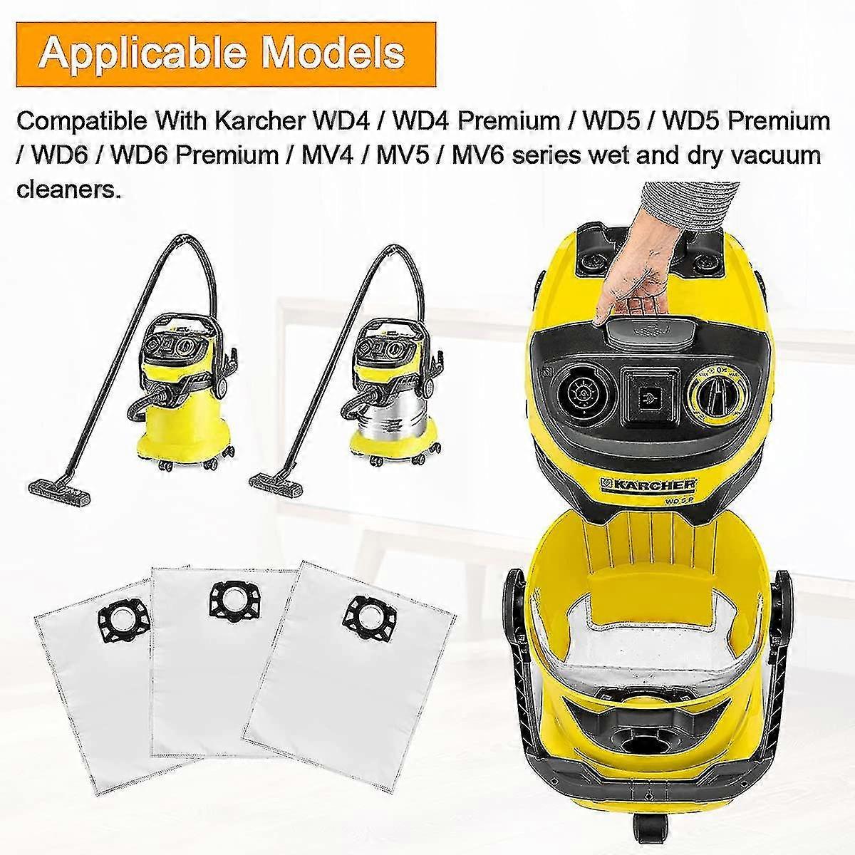 12 Pack Worki filtracyjne Worki do odkurzacza do Karcher Wd4 Wd5 Wd6 Mv4 Mv5 Mv6 Zestaw akcesoriów do części zamiennych