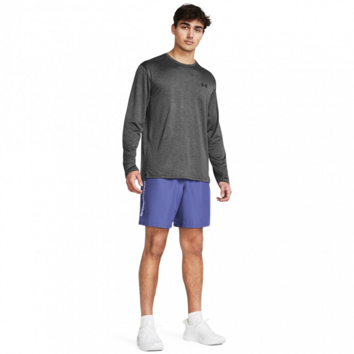 Męskie spodenki treningowe Under Armour UA Tech Woven Wordmark Short - fioletowe - UNDER ARMOUR