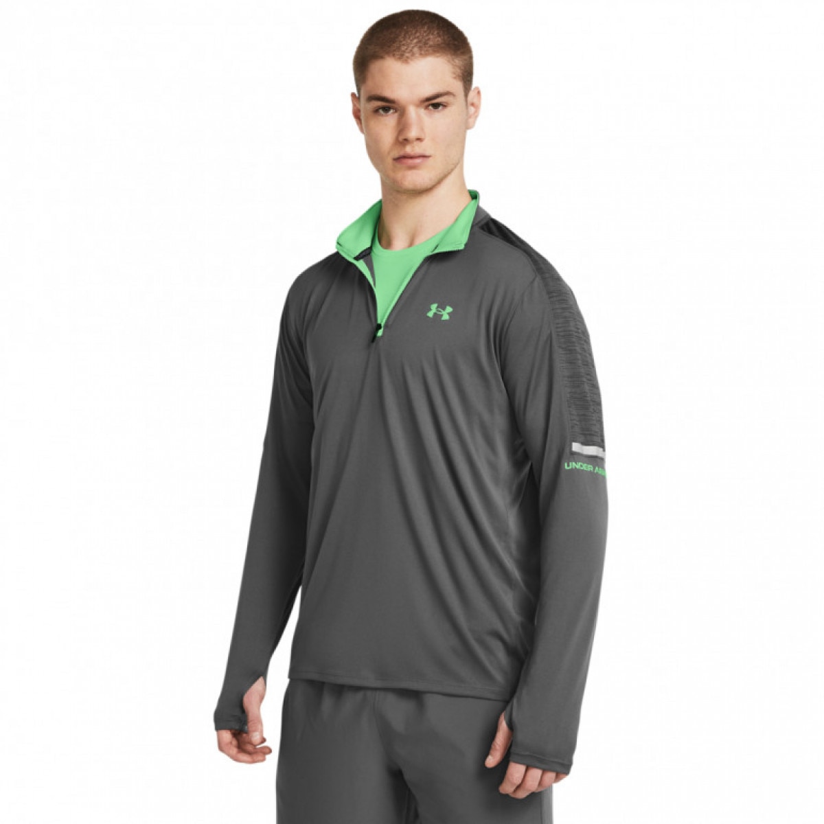 Męski longsleeve treningowy Under Armour UA Tech Utility 1/4 Zip - szary - UNDER ARMOUR
