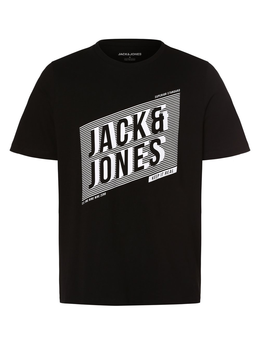Jack & Jones T-shirt męski Mężczyźni Bawełna czarny nadruk, M