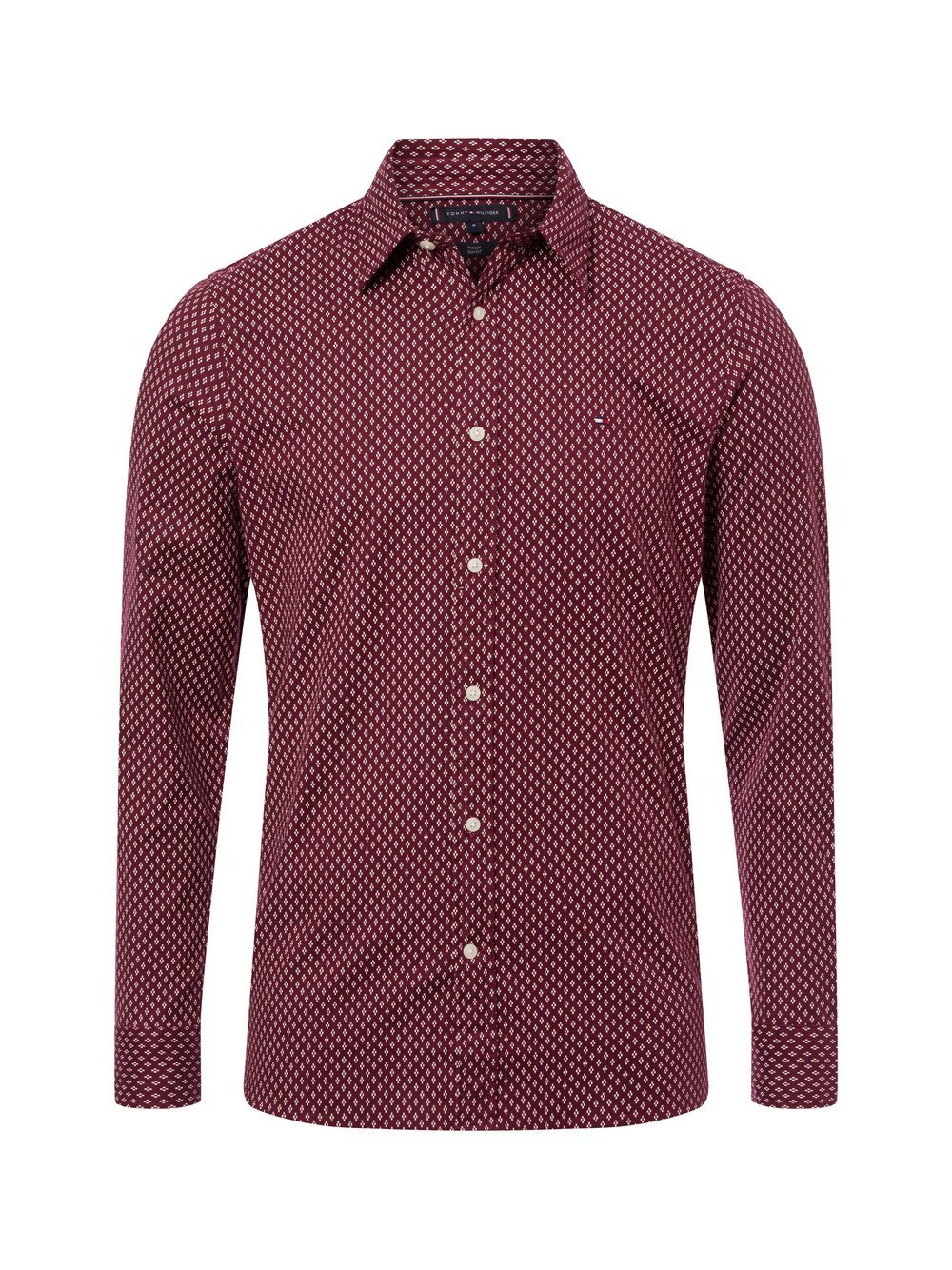 Tommy Hilfiger Męska koszula casual Mężczyźni Slim Fit Bawełna czerwony wzorzysty, M