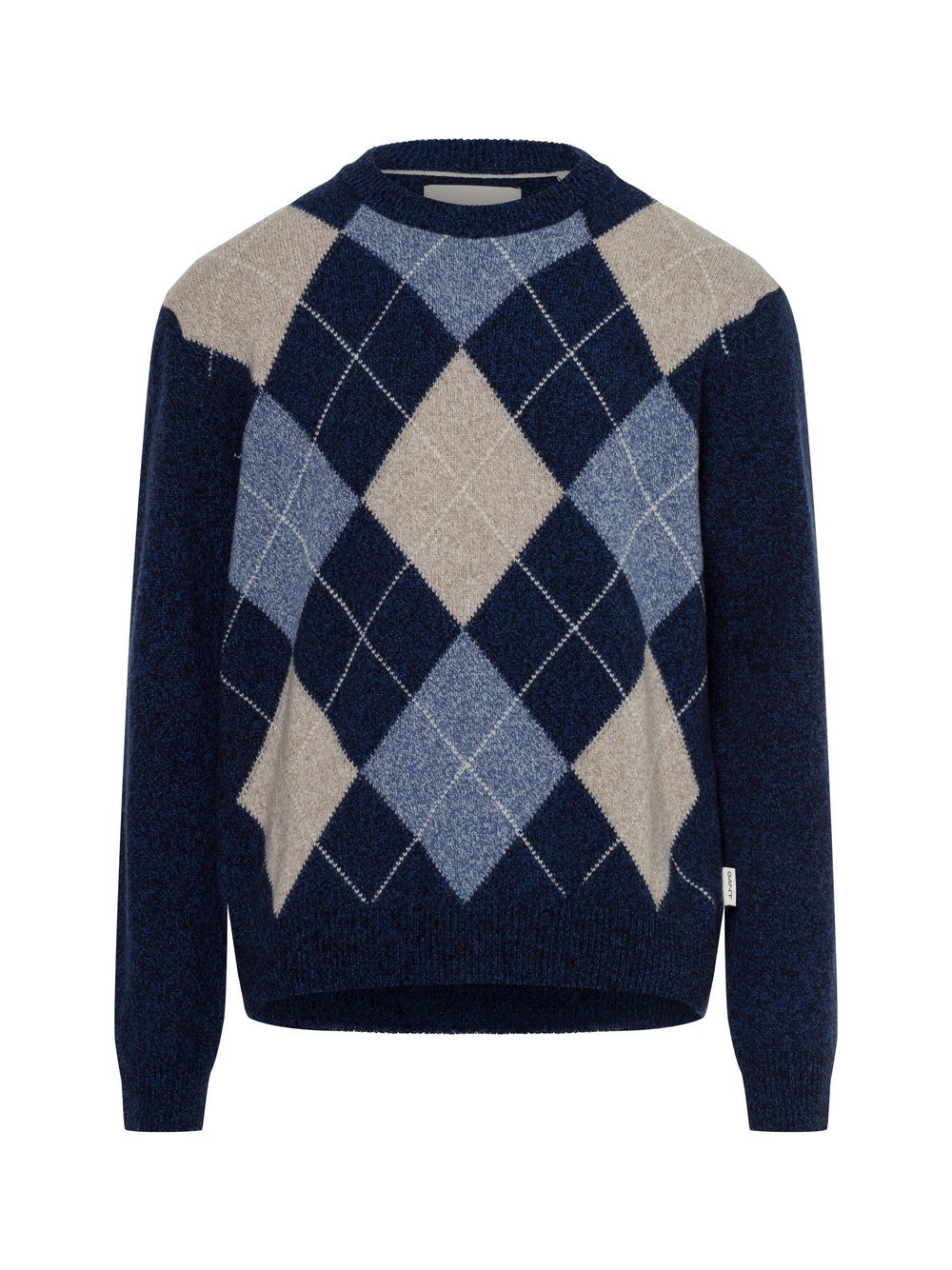 Gant Męski sweter z dzianiny z zawartością wełny Mężczyźni Wełna niebieski w kratkę, S