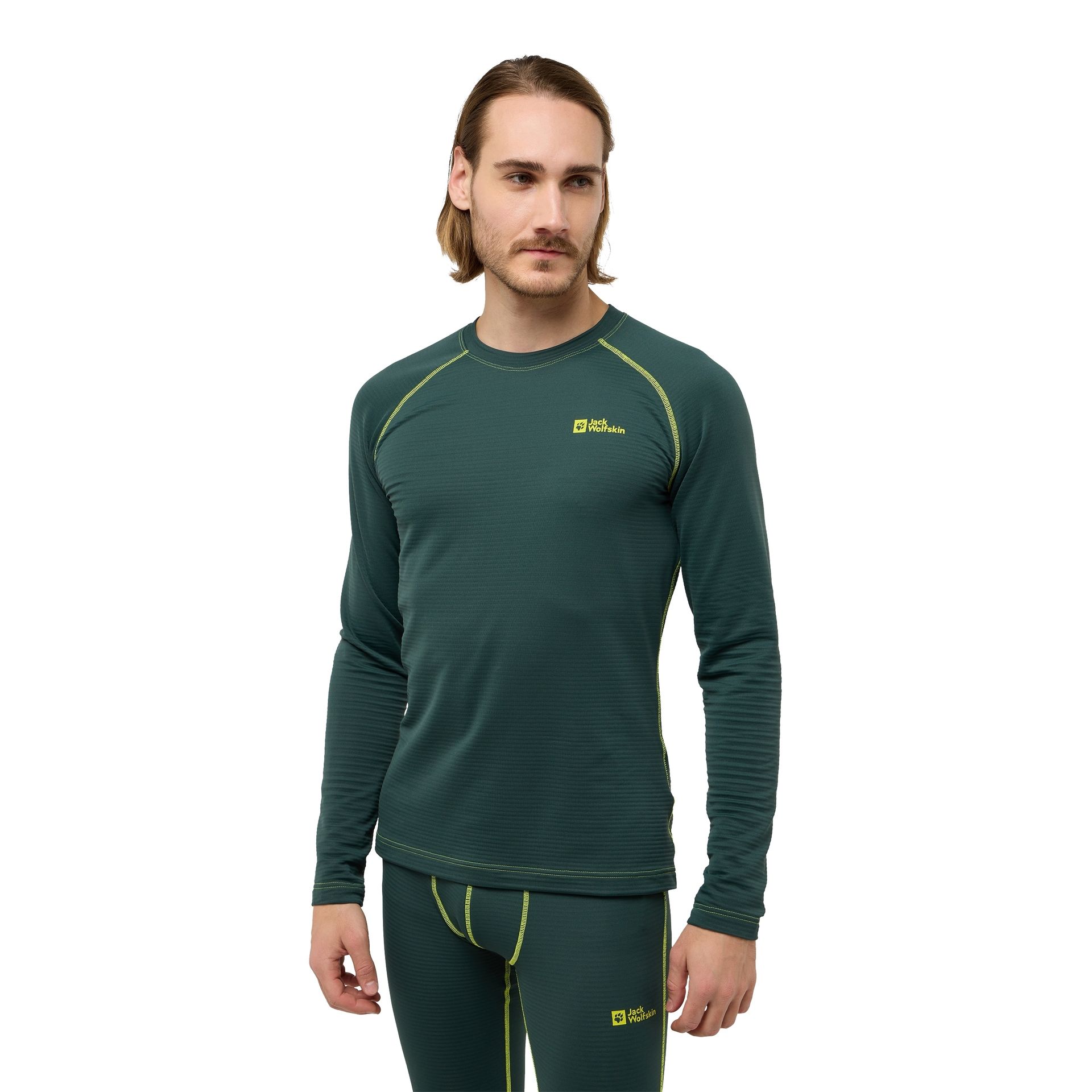Męska ocieplana bluzka z długim rękawem Jack Wolfskin INFINITE WARM LS M black olive - M