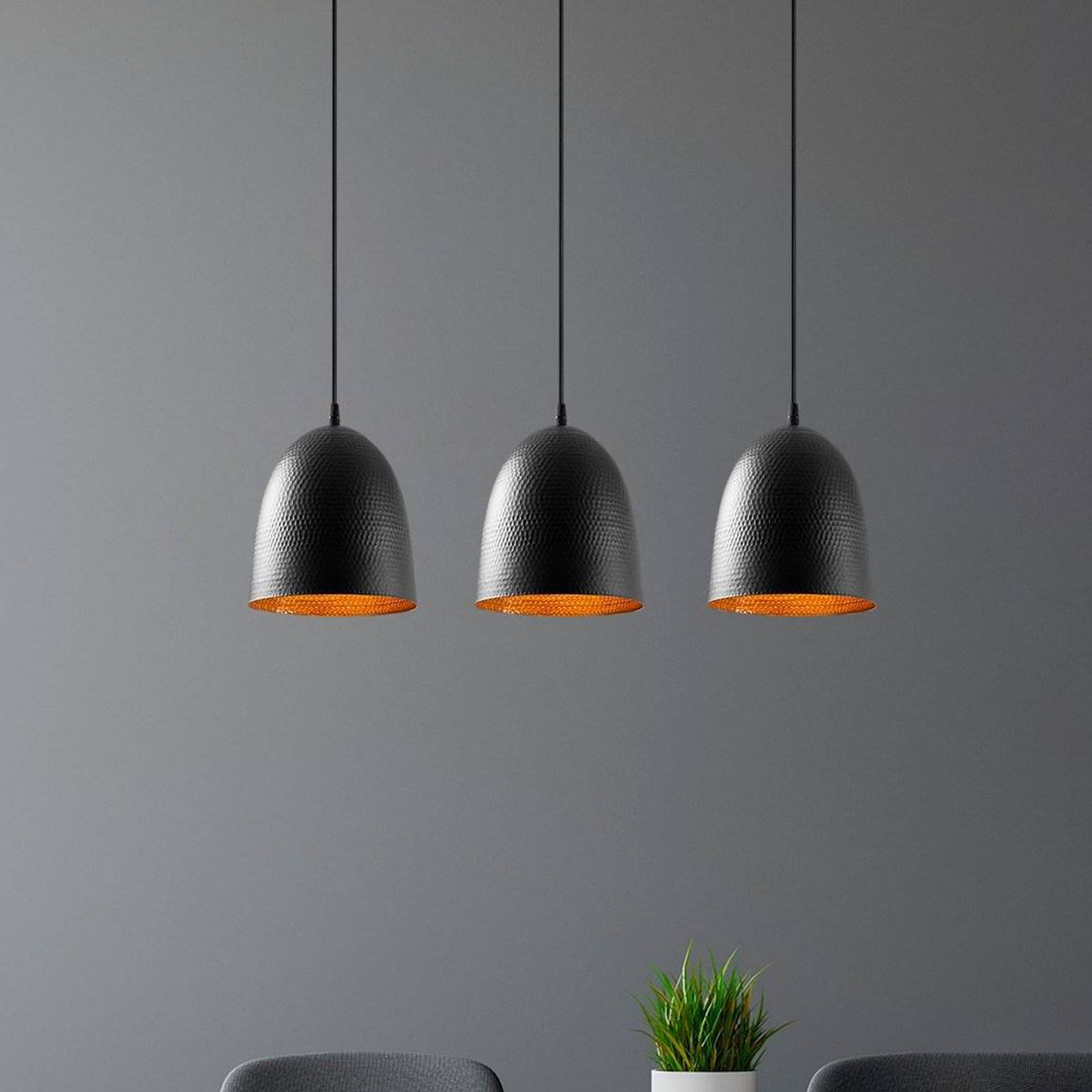 Opviq Lampa wisząca Tattoo 6173, czarna, metalowa, 3-punktowa, liniowa