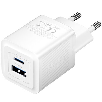 Ładowarka sieciowa, Vention, FEQW0-EU, USB-C, USB- A, 30W/30W , GaN (biała)