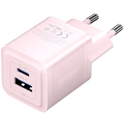 Ładowarka sieciowa, Vention, FEQP0-EU,  USB-C, USB- A,  30W/30W , GaN (różowa)