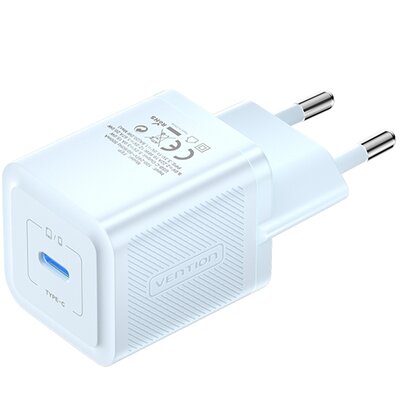 Ładowarka sieciowa, Vention, FEPL0-EU, USB-C, 20W, GaN (niebieska)