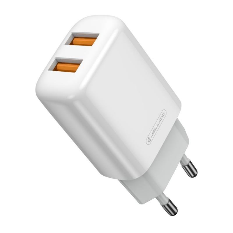 JELLICO Ładowarka sieciowa 2.4A  2xUSB   biała EU02