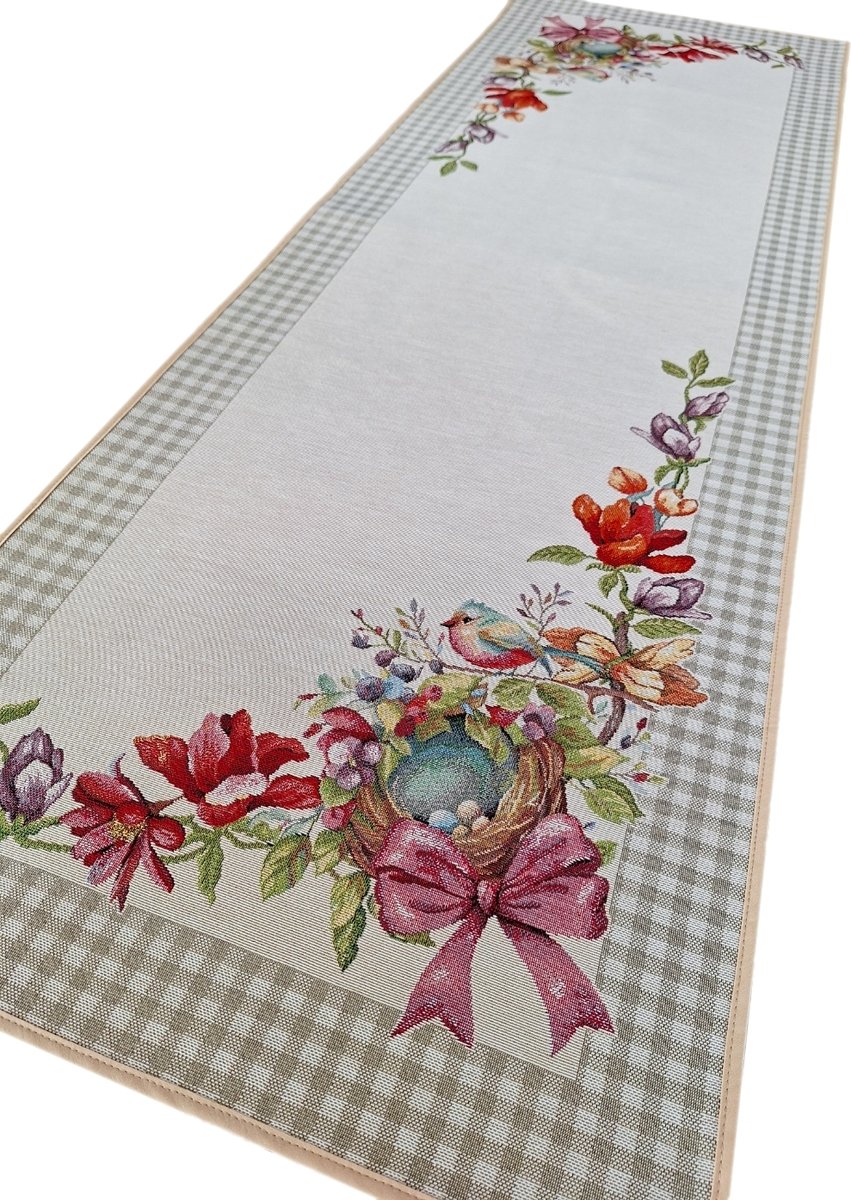 Bieżnik Wielkanocny 47x140 cm 1290LI Kwiaty gobelinowy