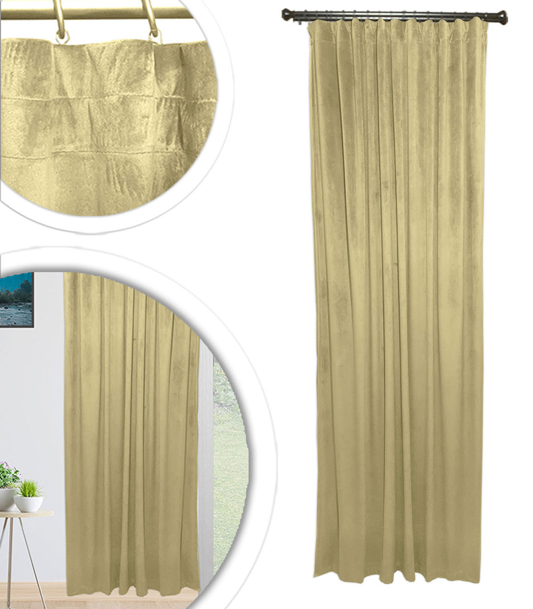 Gotowe Grube Zasłony 140x200 Miękkie Zaciemniająca VELVET Zasłona BEŻOWY