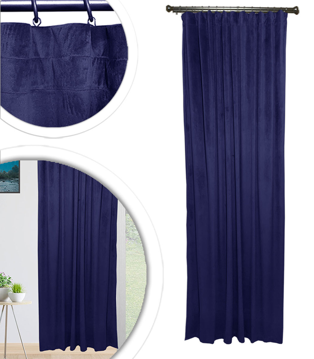 Gotowe Grube Zasłony 140x200 Miękkie Zaciemniająca VELVET Zasłona GRANATOWY