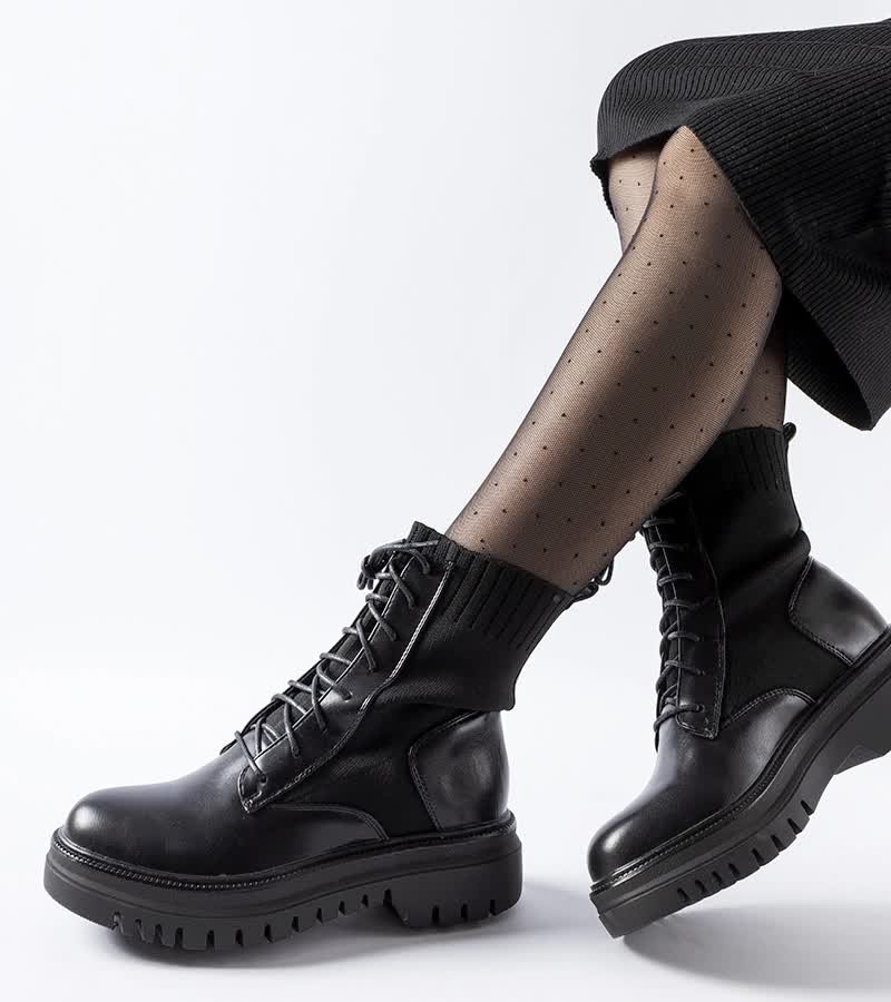 Czarne skarpetowe masywne workery Perticara-38