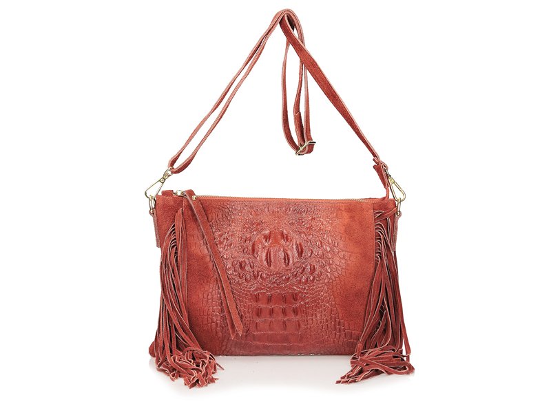 Torebka skórzana z frędzlami F16