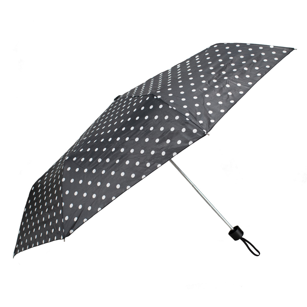 Czarny duży parasol w białe grochy Semi Line