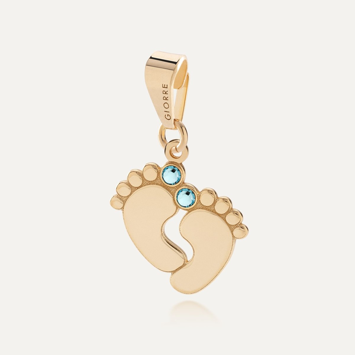 Zawieszka stópki dziecka z grawerem - Aquamarine, srebro 925