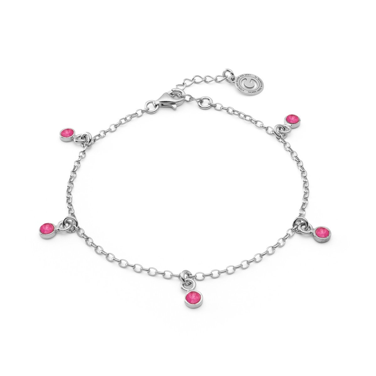 Srebrna bransoletka z zawieszkami - jadeit różowy