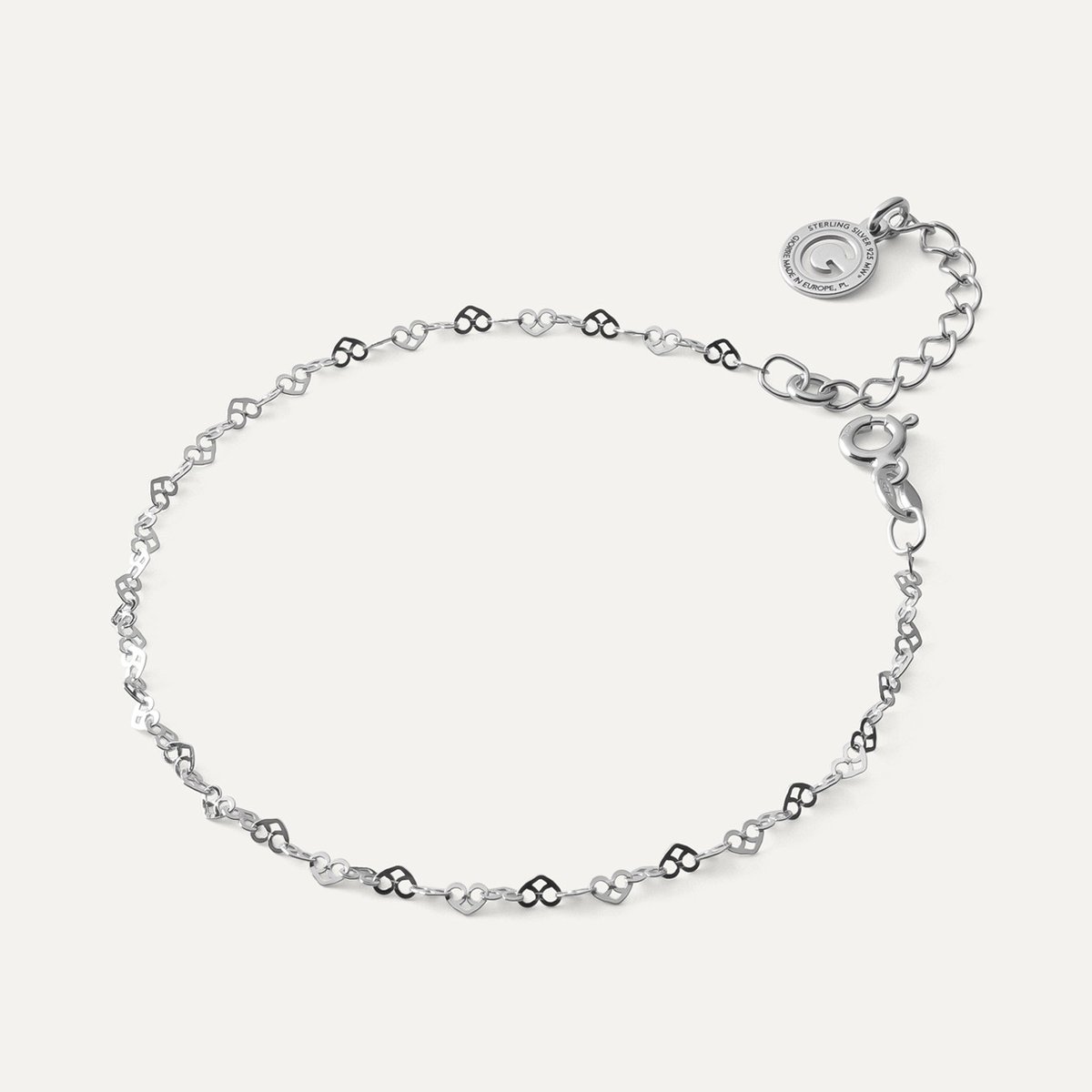 Bransoletka na rękę serduszka, srebro 925